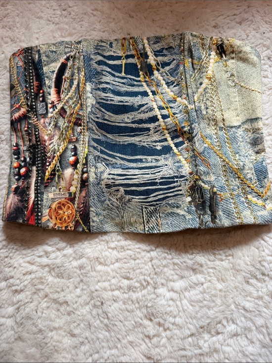 Heritage America Tops - Heritage America Denim Bustier Top - Navy